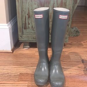 Hunter Rain Boots Tall Glass Grey/Green color